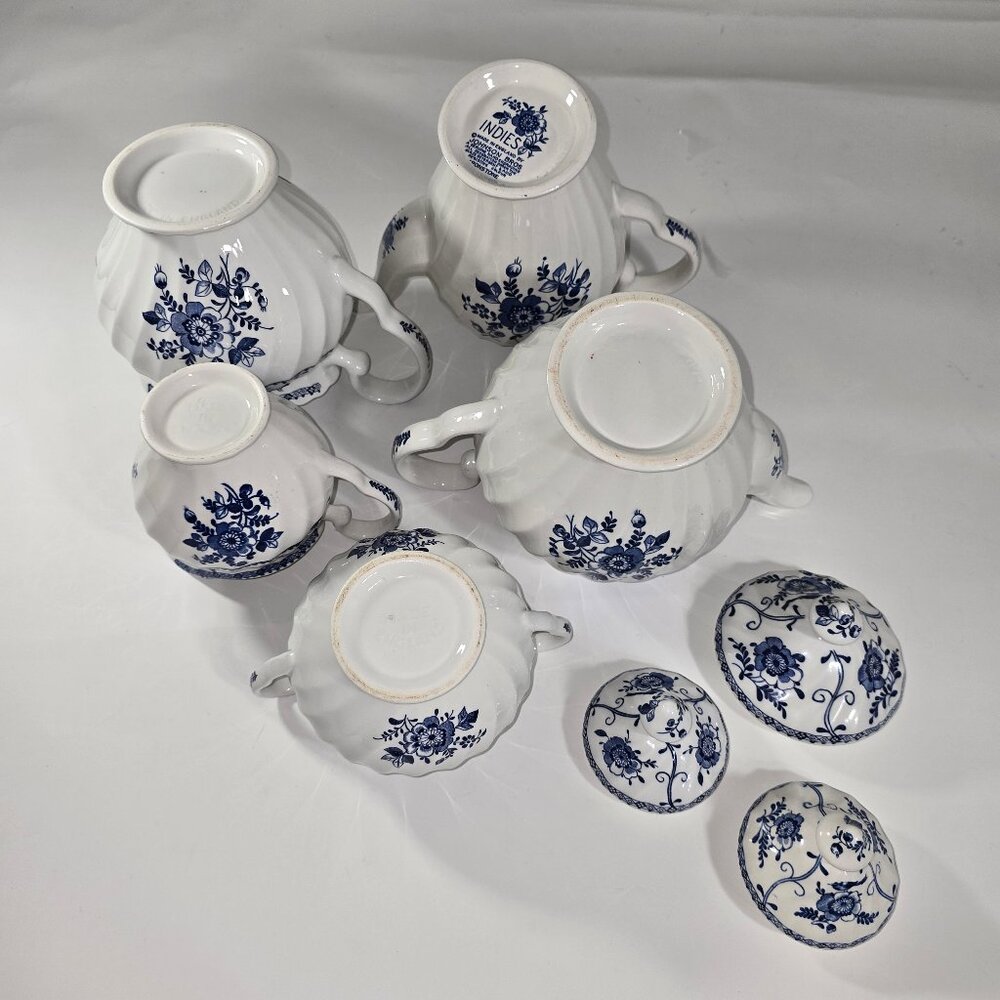 Johnson Bros Indie Blue Tea Coffee Pot Creamer Sugar Pitcher Porcelain Set - Picture 4 of 14